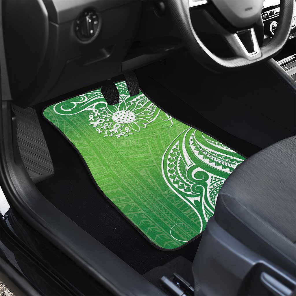 Polynesia Depression Awareness Car Mats Sunflower Green Ribbons Polynesian Tattoo LT14 - Polynesian Pride