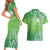 Polynesia Depression Awareness Couples Matching Short Sleeve Bodycon Dress and Hawaiian Shirt Sunflower Green Ribbons Polynesian Tattoo