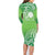 Polynesia Depression Awareness Family Matching Long Sleeve Bodycon Dress and Hawaiian Shirt Sunflower Green Ribbons Polynesian Tattoo