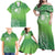 Polynesia Depression Awareness Family Matching Off Shoulder Maxi Dress and Hawaiian Shirt Sunflower Green Ribbons Polynesian Tattoo