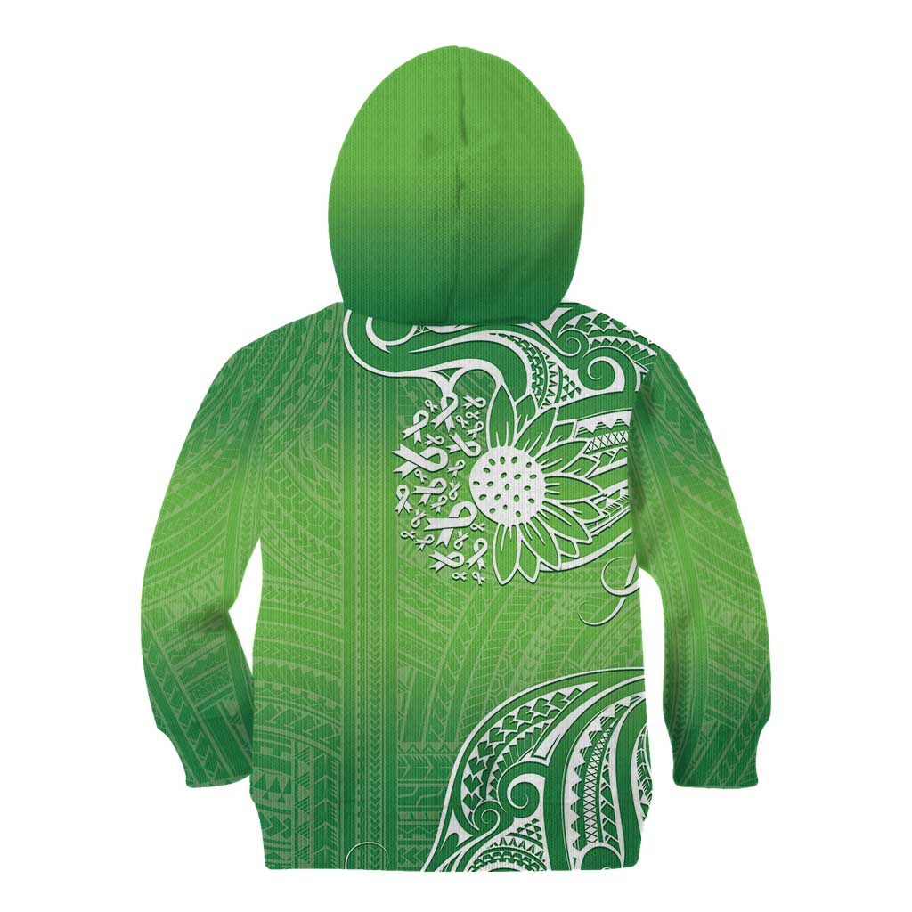 Polynesia Depression Awareness Kid Hoodie Sunflower Green Ribbons Polynesian Tattoo LT14 - Polynesian Pride