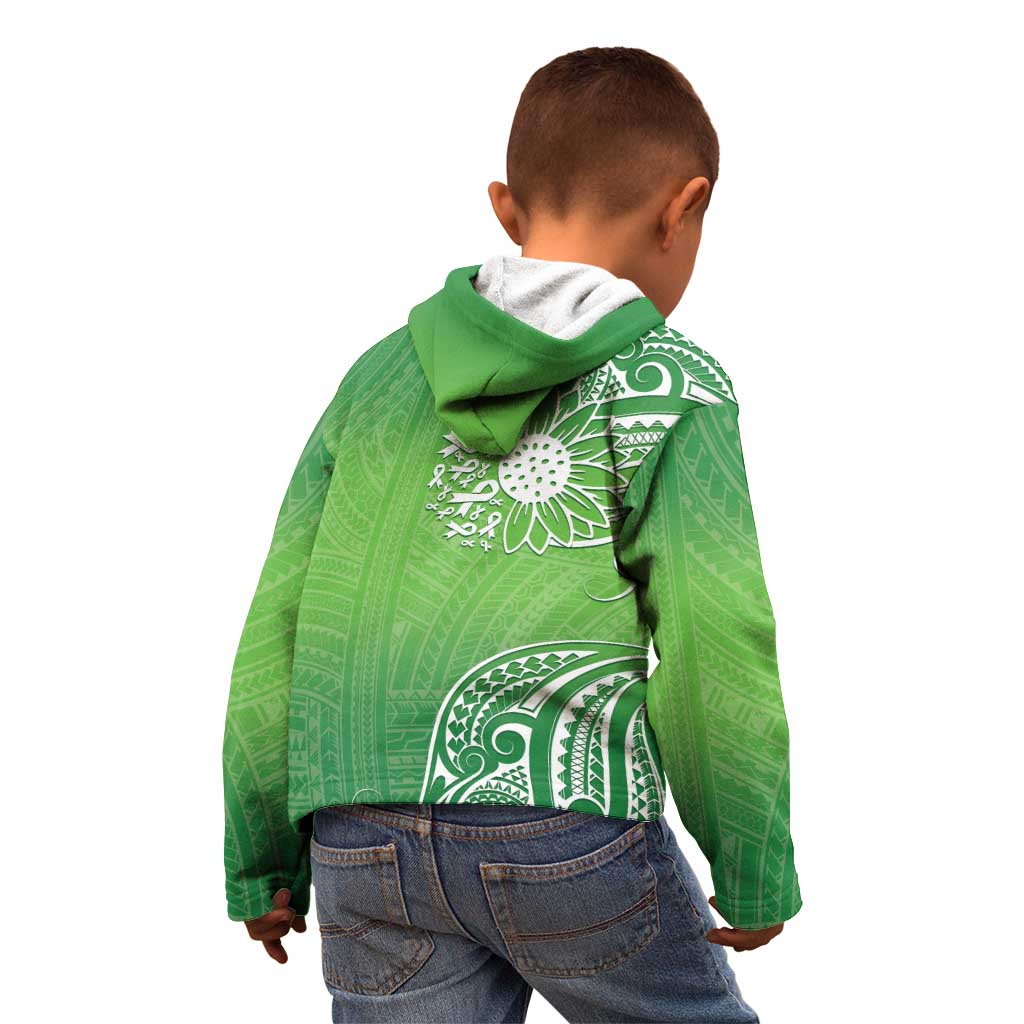 Polynesia Depression Awareness Kid Hoodie Sunflower Green Ribbons Polynesian Tattoo LT14 - Polynesian Pride