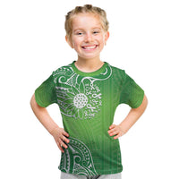 Polynesia Depression Awareness Kid T Shirt Sunflower Green Ribbons Polynesian Tattoo LT14 Green - Polynesian Pride