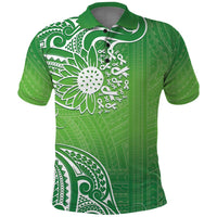Polynesia Depression Awareness Polo Shirt Sunflower Green Ribbons Polynesian Tattoo LT14 Green - Polynesian Pride