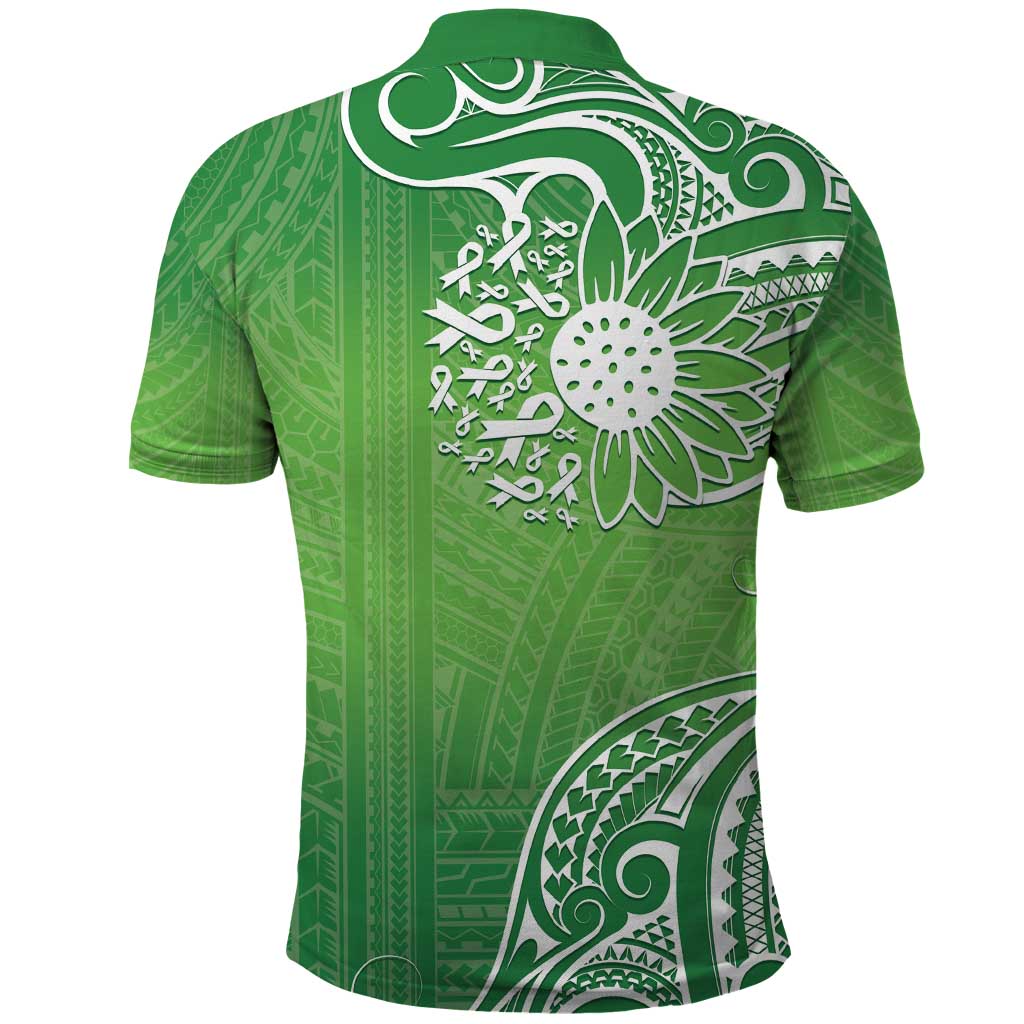 Polynesia Depression Awareness Polo Shirt Sunflower Green Ribbons Polynesian Tattoo LT14 - Polynesian Pride
