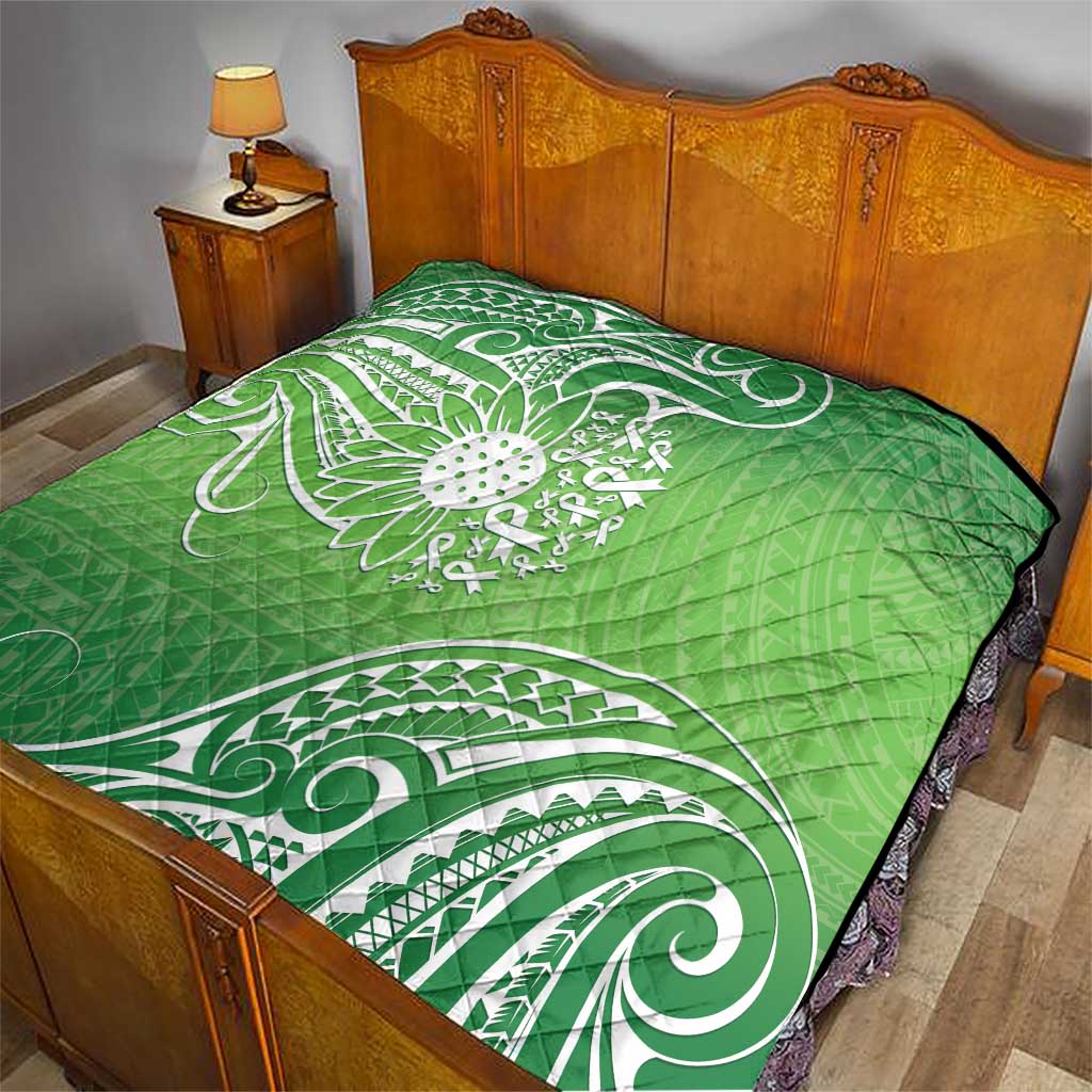 Polynesia Depression Awareness Quilt Sunflower Green Ribbons Polynesian Tattoo LT14 - Polynesian Pride