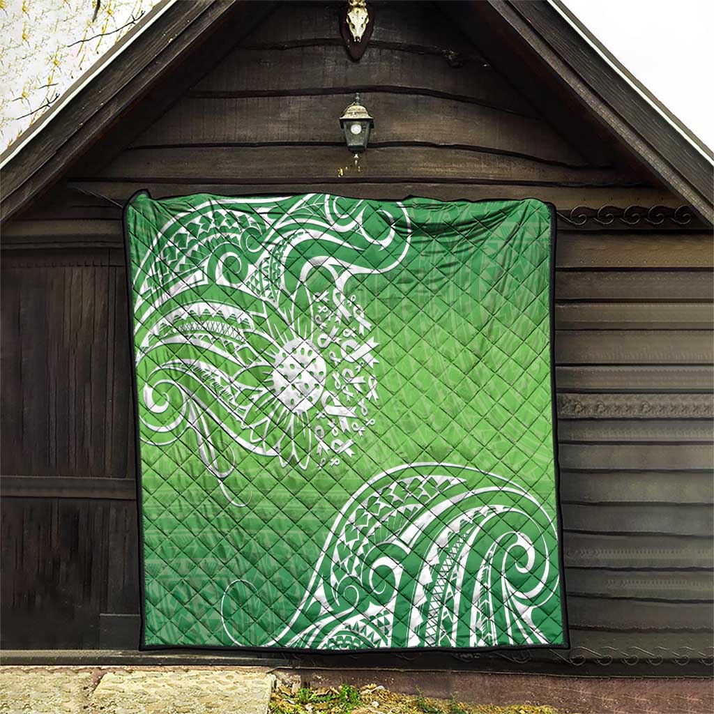 Polynesia Depression Awareness Quilt Sunflower Green Ribbons Polynesian Tattoo LT14 - Polynesian Pride