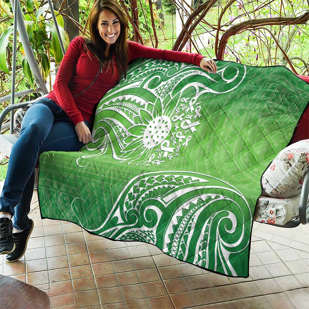 Polynesia Depression Awareness Quilt Sunflower Green Ribbons Polynesian Tattoo LT14 - Polynesian Pride
