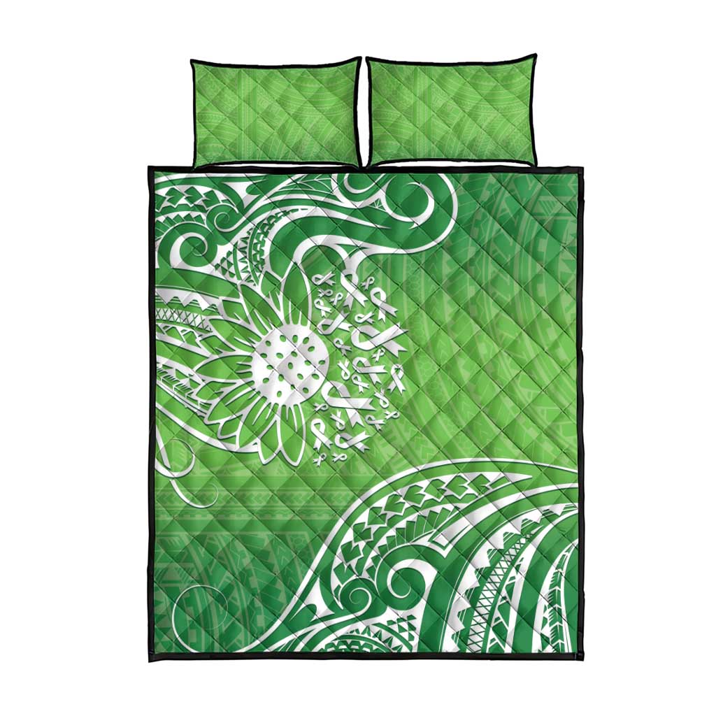 Polynesia Depression Awareness Quilt Bed Set Sunflower Green Ribbons Polynesian Tattoo LT14 - Polynesian Pride