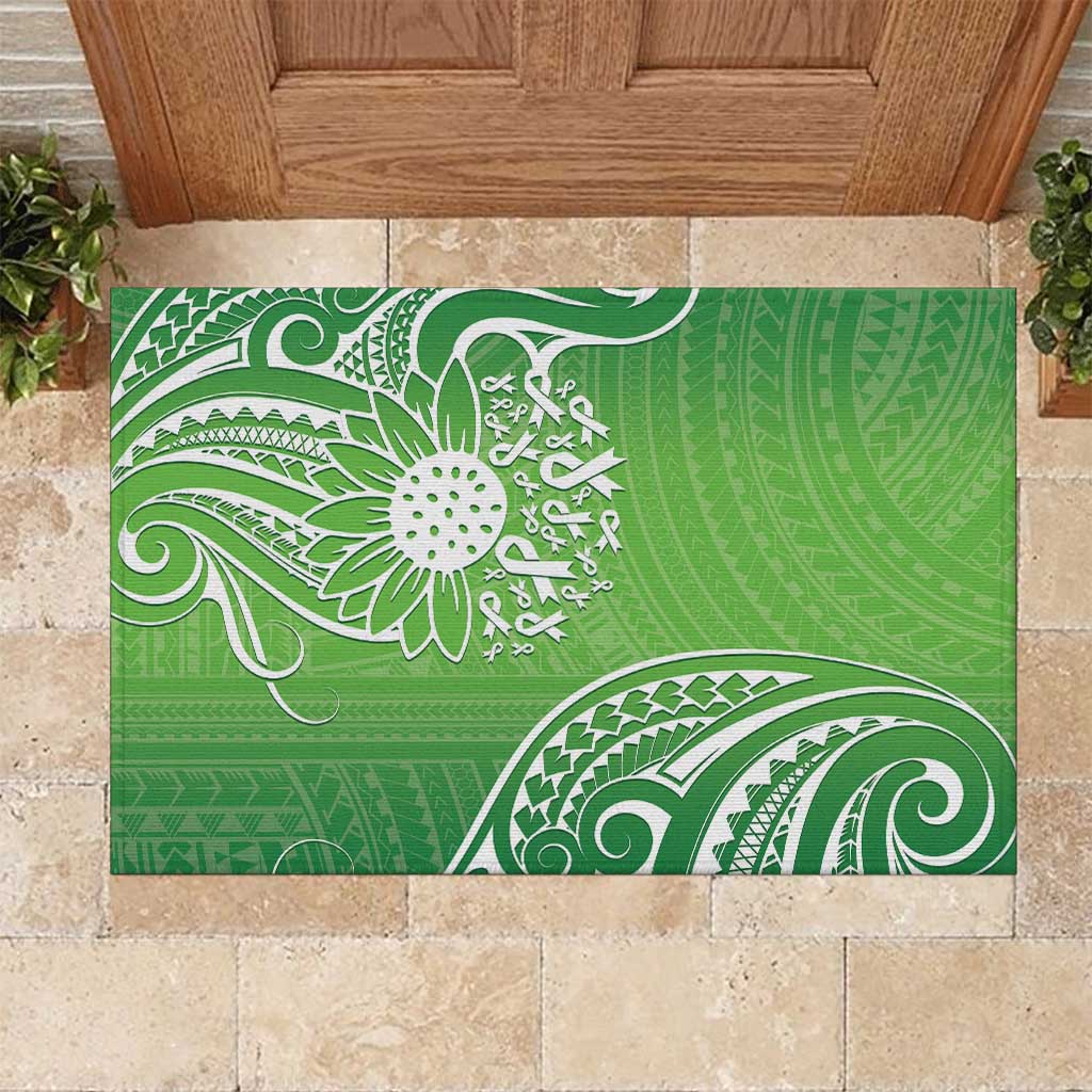 Polynesia Depression Awareness Rubber Doormat Sunflower Green Ribbons Polynesian Tattoo LT14 Green - Polynesian Pride