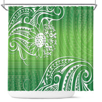 Polynesia Depression Awareness Shower Curtain Sunflower Green Ribbons Polynesian Tattoo LT14 Green - Polynesian Pride
