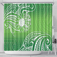 Polynesia Depression Awareness Shower Curtain Sunflower Green Ribbons Polynesian Tattoo LT14 - Polynesian Pride