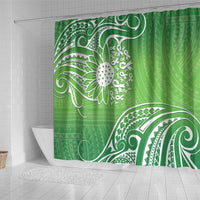 Polynesia Depression Awareness Shower Curtain Sunflower Green Ribbons Polynesian Tattoo LT14 - Polynesian Pride