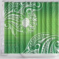 Polynesia Depression Awareness Shower Curtain Sunflower Green Ribbons Polynesian Tattoo LT14 - Polynesian Pride