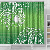 Polynesia Depression Awareness Shower Curtain Sunflower Green Ribbons Polynesian Tattoo LT14 - Polynesian Pride
