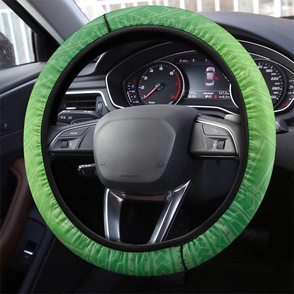 Polynesia Depression Awareness Steering Wheel Cover Sunflower Green Ribbons Polynesian Tattoo LT14 - Polynesian Pride