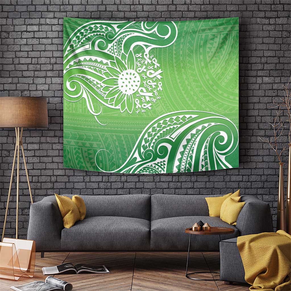 Polynesia Depression Awareness Tapestry Sunflower Green Ribbons Polynesian Tattoo LT14 - Polynesian Pride