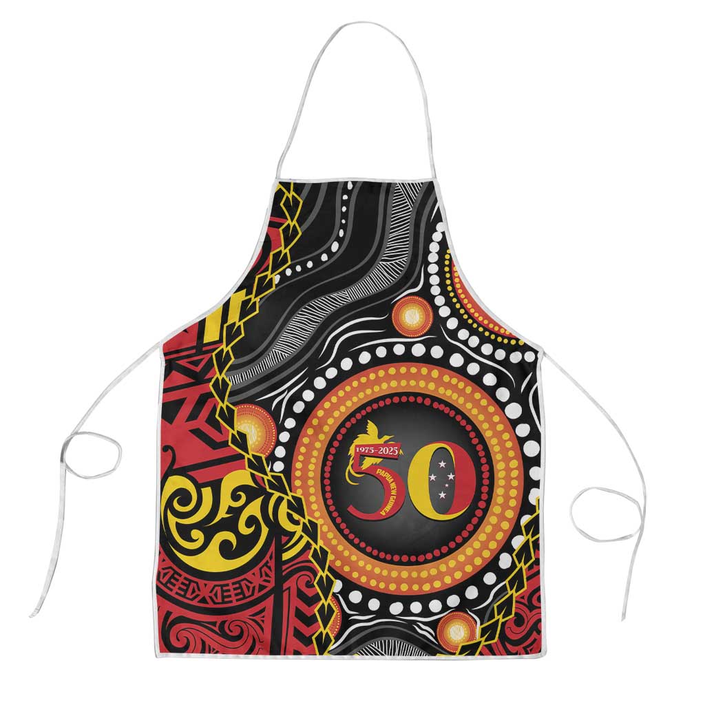 Celebrating 50 Years Papua New Guinea Apron Aboriginal Mix Papuan Pattern LT14 Red - Polynesian Pride