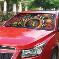 Celebrating 50 Years Papua New Guinea Auto Sun Shade Aboriginal Mix Papuan Pattern LT14 - Polynesian Pride