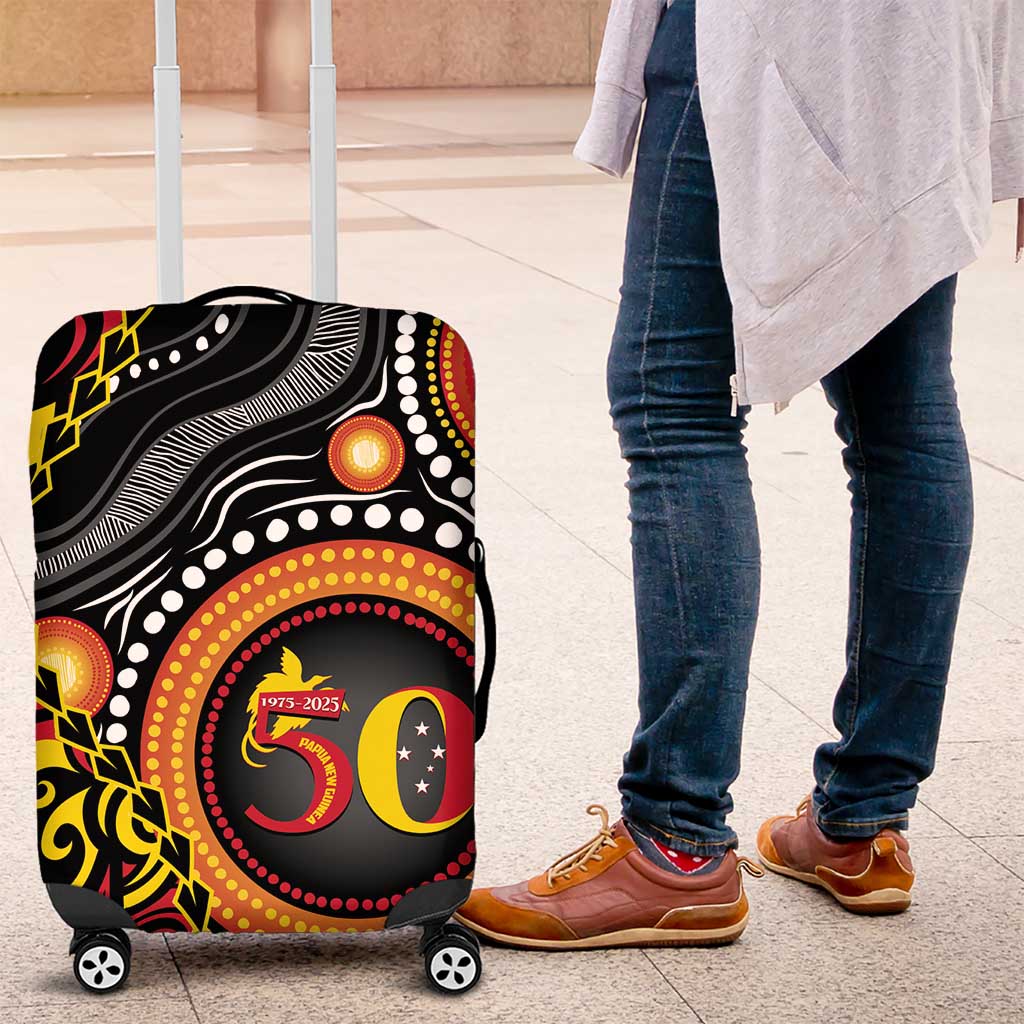 Celebrating 50 Years Papua New Guinea Luggage Cover Aboriginal Mix Papuan Pattern LT14 Red - Polynesian Pride