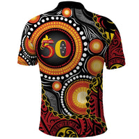 Celebrating 50 Years Papua New Guinea Polo Shirt Aboriginal Mix Papuan Pattern LT14 - Polynesian Pride