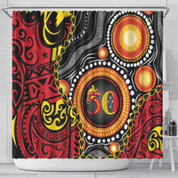 Celebrating 50 Years Papua New Guinea Shower Curtain Aboriginal Mix Papuan Pattern LT14 - Polynesian Pride