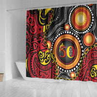 Celebrating 50 Years Papua New Guinea Shower Curtain Aboriginal Mix Papuan Pattern LT14 - Polynesian Pride