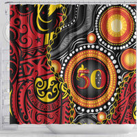 Celebrating 50 Years Papua New Guinea Shower Curtain Aboriginal Mix Papuan Pattern LT14 - Polynesian Pride