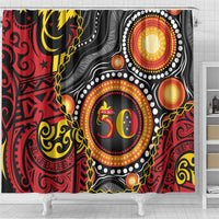 Celebrating 50 Years Papua New Guinea Shower Curtain Aboriginal Mix Papuan Pattern LT14 - Polynesian Pride