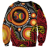 Celebrating 50 Years Papua New Guinea Sweatshirt Aboriginal Mix Papuan Pattern LT14 - Polynesian Pride