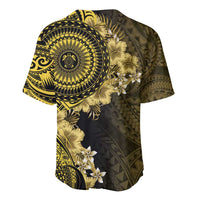Vanuatu Baseball Jersey Hibisus Polynesian Pattern Gold LT14 - Polynesian Pride