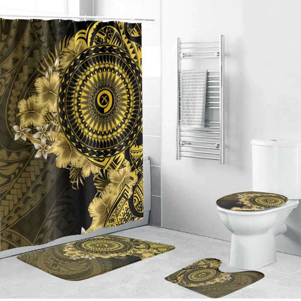 Vanuatu Bathroom Set Hibisus Polynesian Pattern Gold LT14 Bathroom Set (4 pcs) Gold - Polynesian Pride