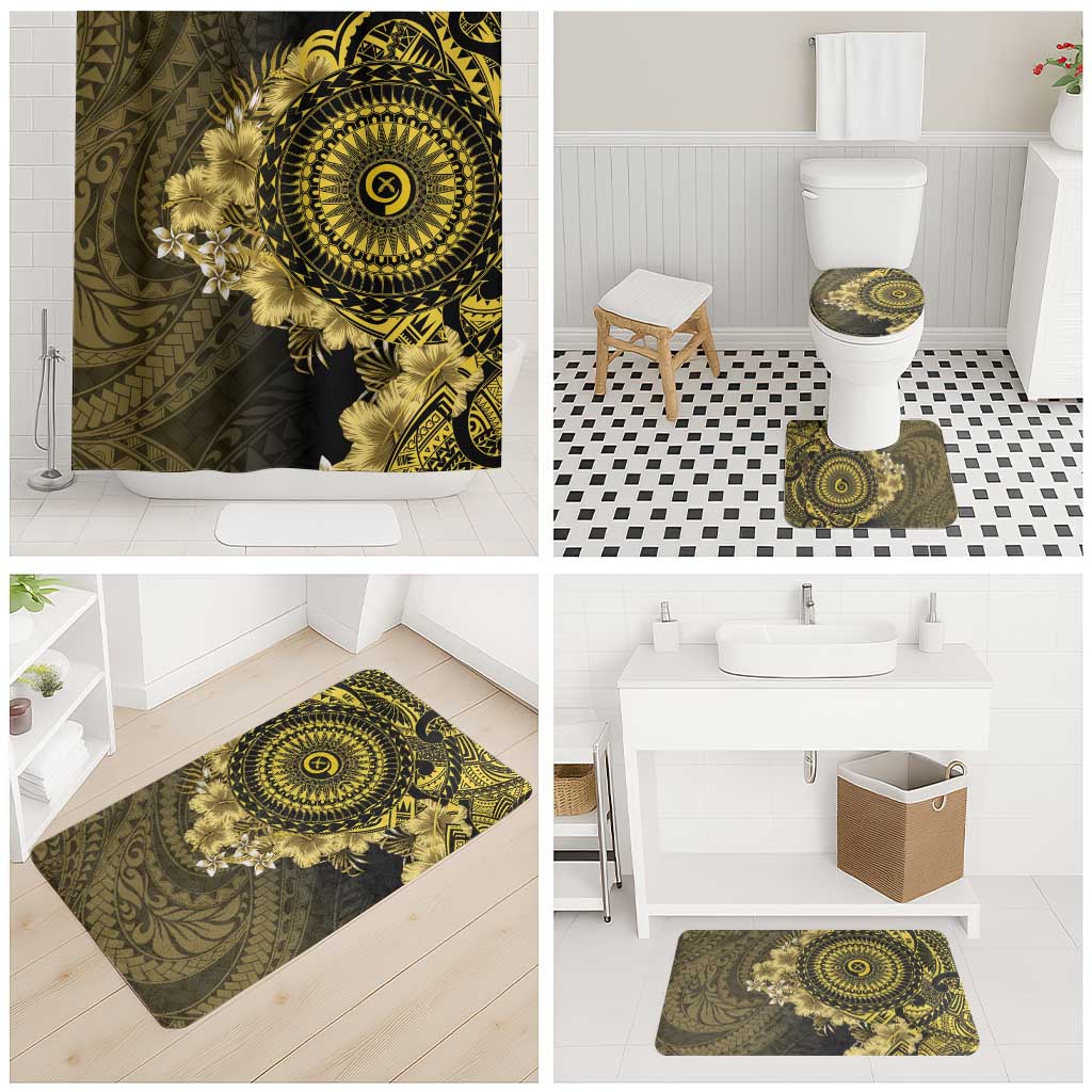 Vanuatu Bathroom Set Hibisus Polynesian Pattern Gold LT14 - Polynesian Pride