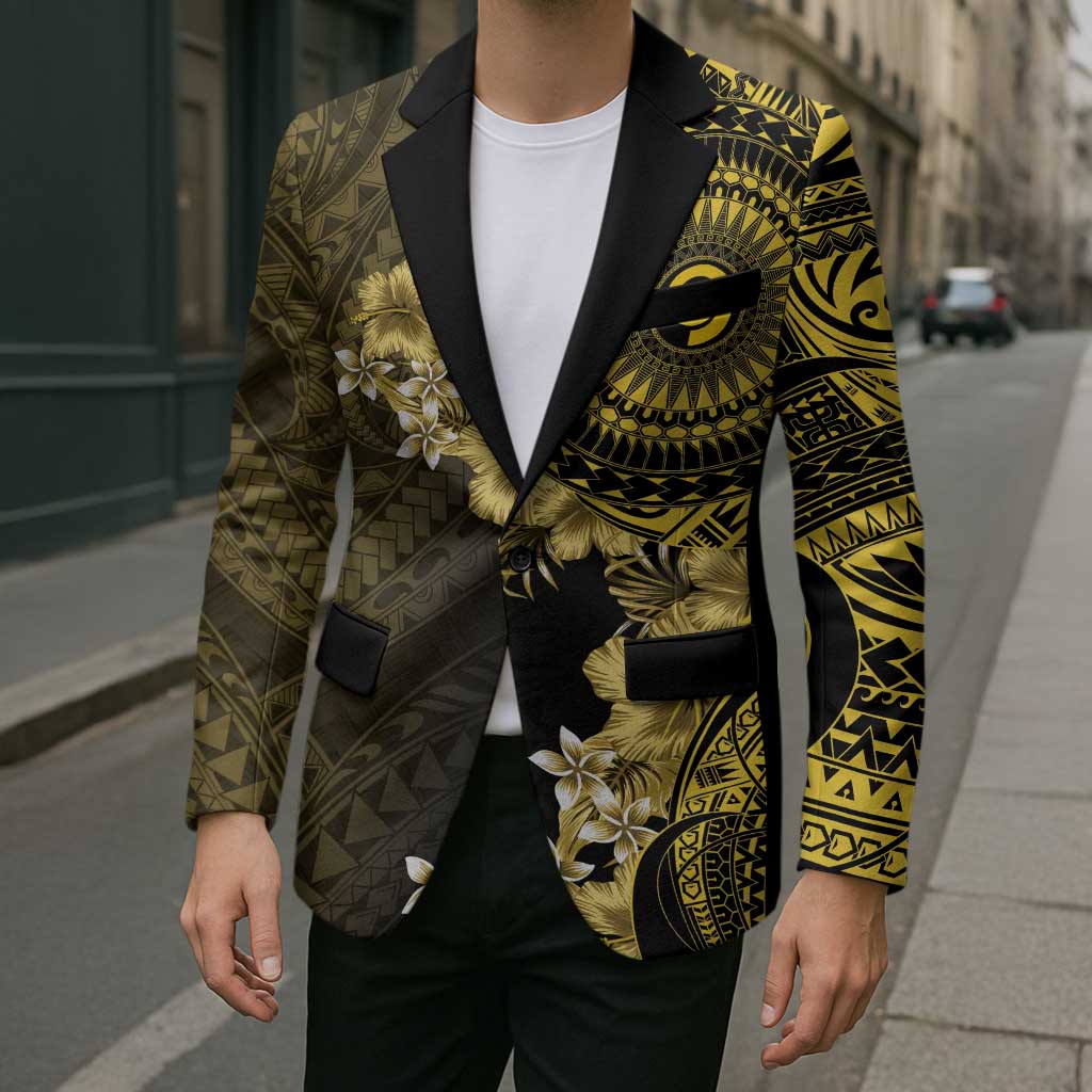 Vanuatu Blazer Hibisus Polynesian Pattern Gold LT14 - Polynesian Pride