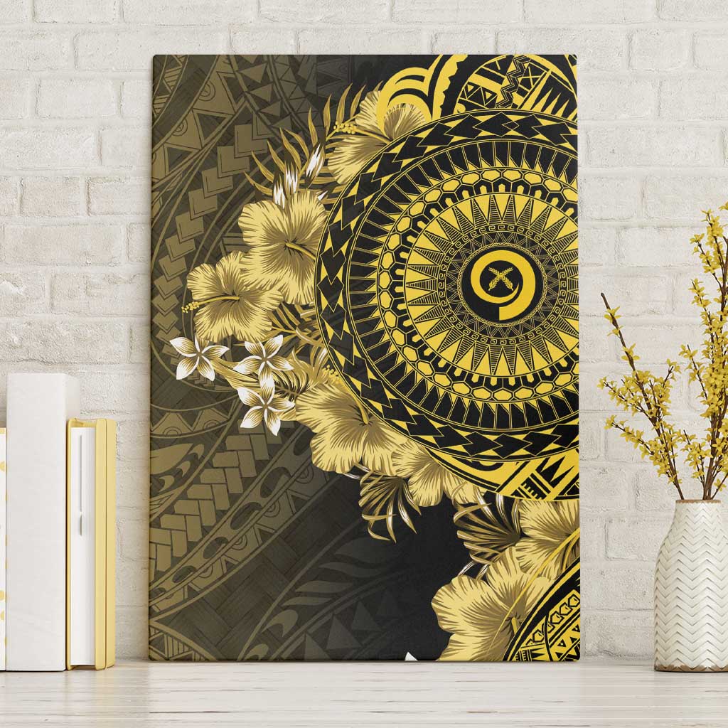 Vanuatu Canvas Wall Art Hibisus Polynesian Pattern Gold LT14 Without Frame Gold - Polynesian Pride