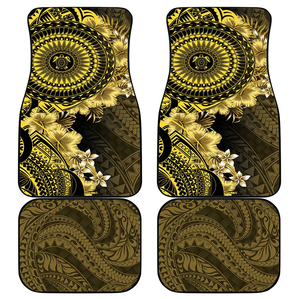 Vanuatu Car Mats Hibisus Polynesian Pattern Gold LT14 - Polynesian Pride