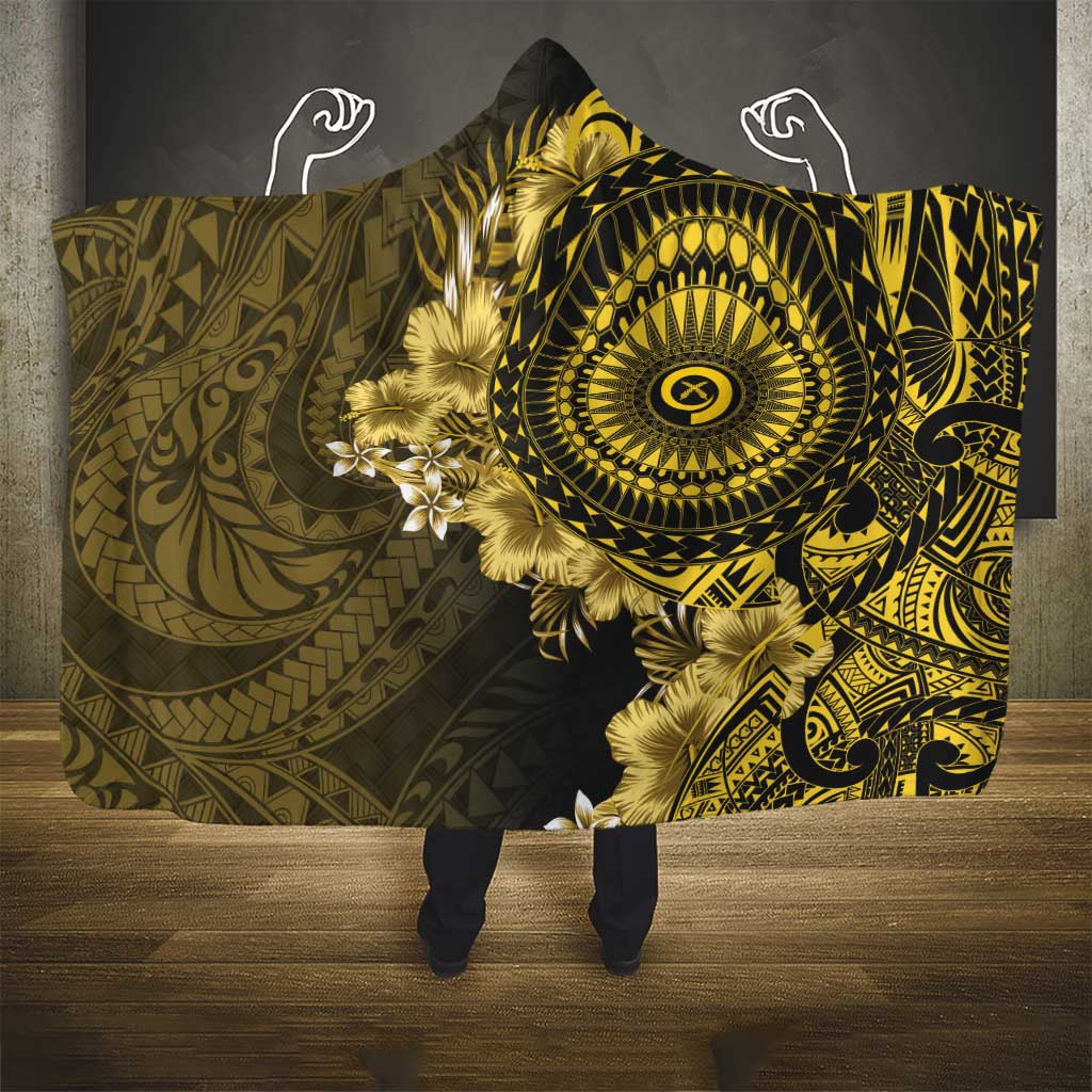 Vanuatu Hooded Blanket Hibisus Polynesian Pattern Gold LT14 - Polynesian Pride