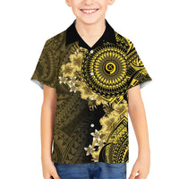 Vanuatu Kid Hawaiian Shirt Hibisus Polynesian Pattern Gold LT14 Kid Gold - Polynesian Pride