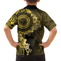 Vanuatu Kid Hawaiian Shirt Hibisus Polynesian Pattern Gold LT14 - Polynesian Pride