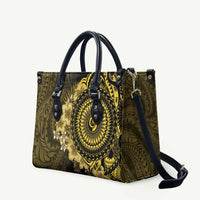 Vanuatu Leather Bag Hibisus Polynesian Pattern Gold LT14 Gold - Polynesian Pride