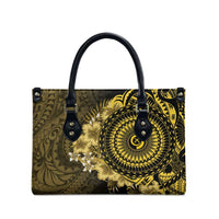 Vanuatu Leather Bag Hibisus Polynesian Pattern Gold LT14 - Polynesian Pride