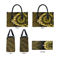 Vanuatu Leather Bag Hibisus Polynesian Pattern Gold LT14 - Polynesian Pride