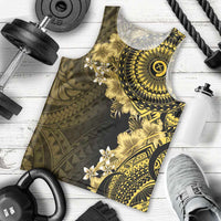 Vanuatu Men Tank Top Hibisus Polynesian Pattern Gold LT14 - Polynesian Pride