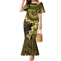 Vanuatu Mermaid Dress Hibisus Polynesian Pattern Gold LT14 Women Gold - Polynesian Pride