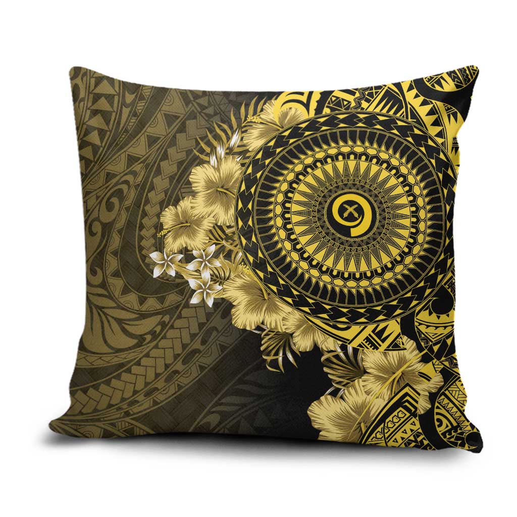 Vanuatu Pillow Cover Hibisus Polynesian Pattern Gold LT14 Gold - Polynesian Pride