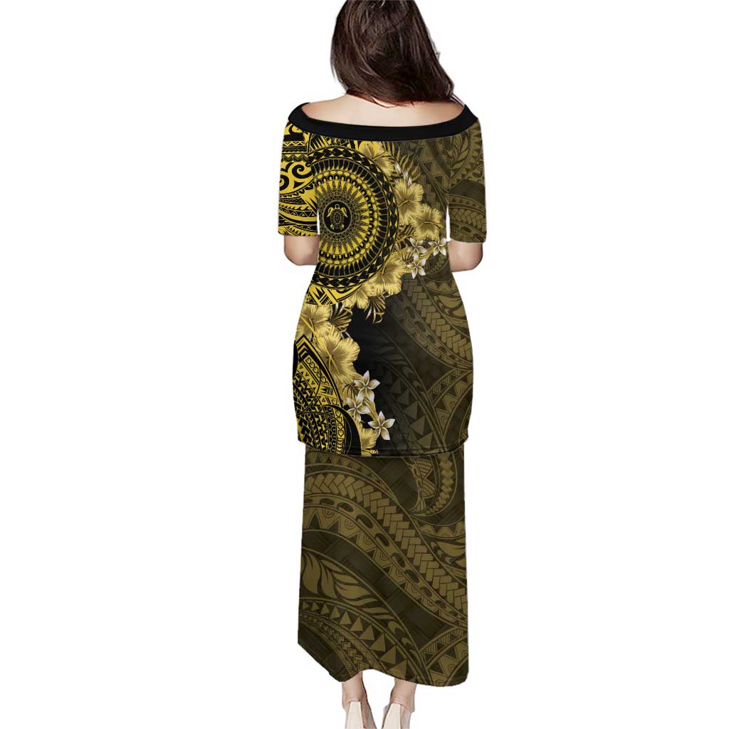 Vanuatu Puletasi Hibisus Polynesian Pattern Gold LT14 - Polynesian Pride