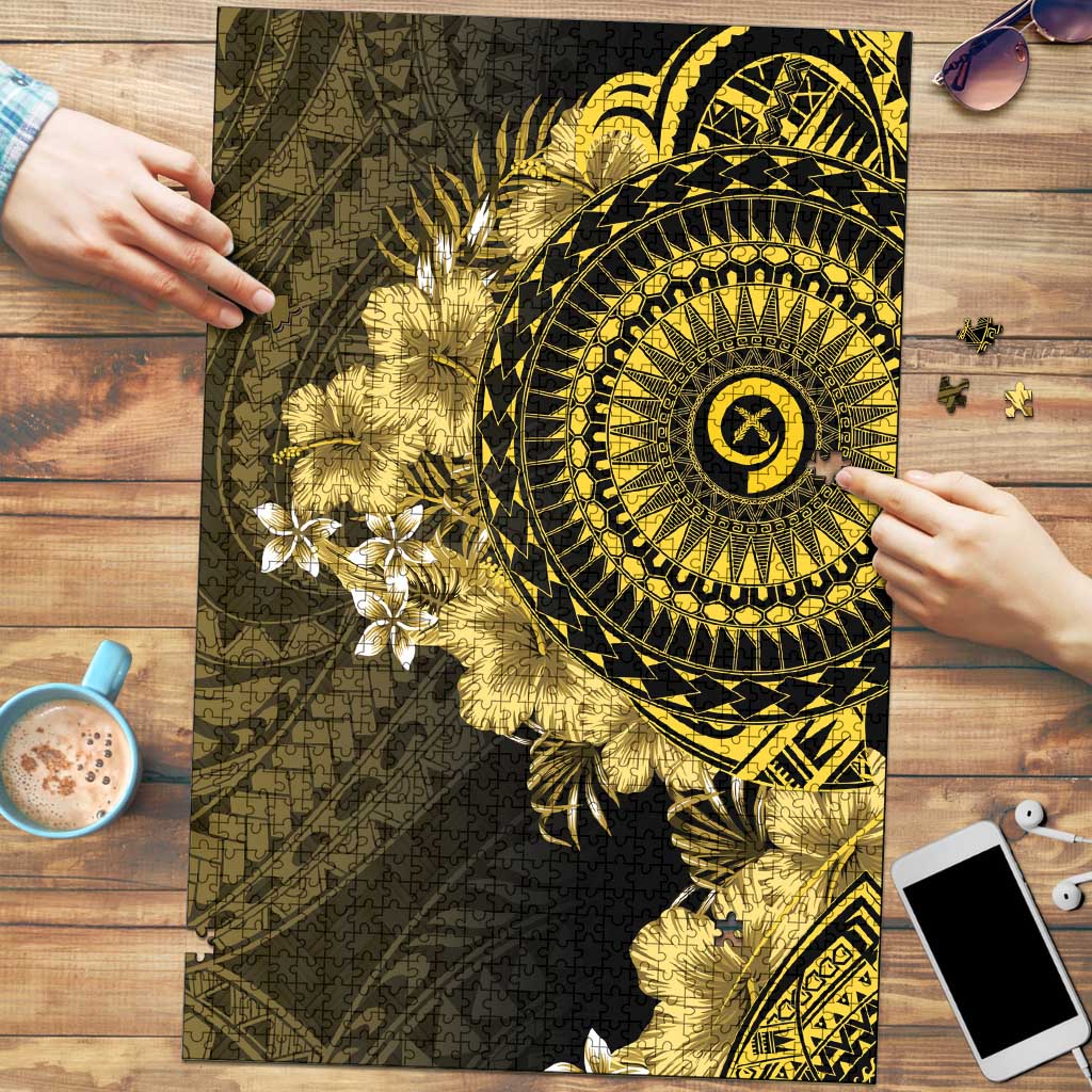 Vanuatu Puzzle Hibisus Polynesian Pattern Gold LT14 Gold - Polynesian Pride