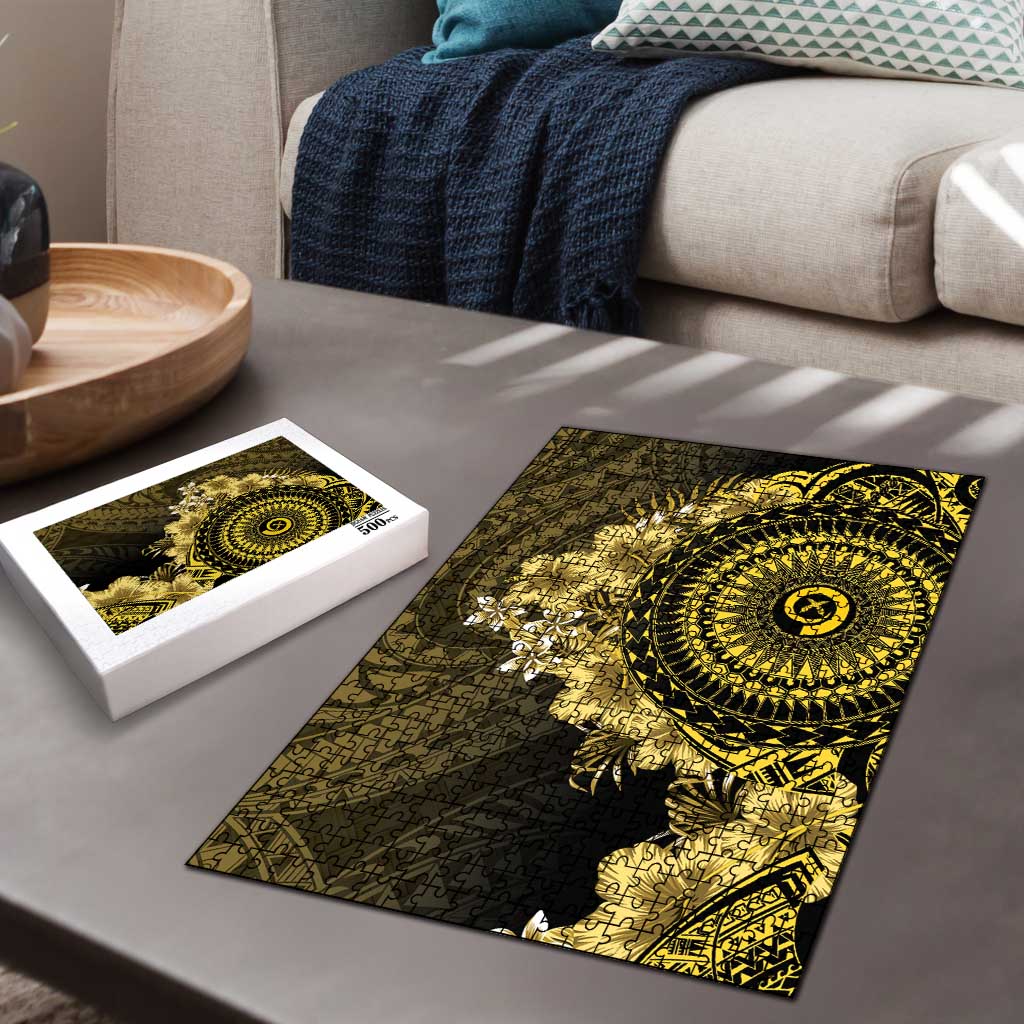 Vanuatu Puzzle Hibisus Polynesian Pattern Gold LT14 - Polynesian Pride