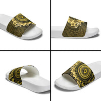 Vanuatu Slide Sandals Hibisus Polynesian Pattern Gold LT14 - Polynesian Pride