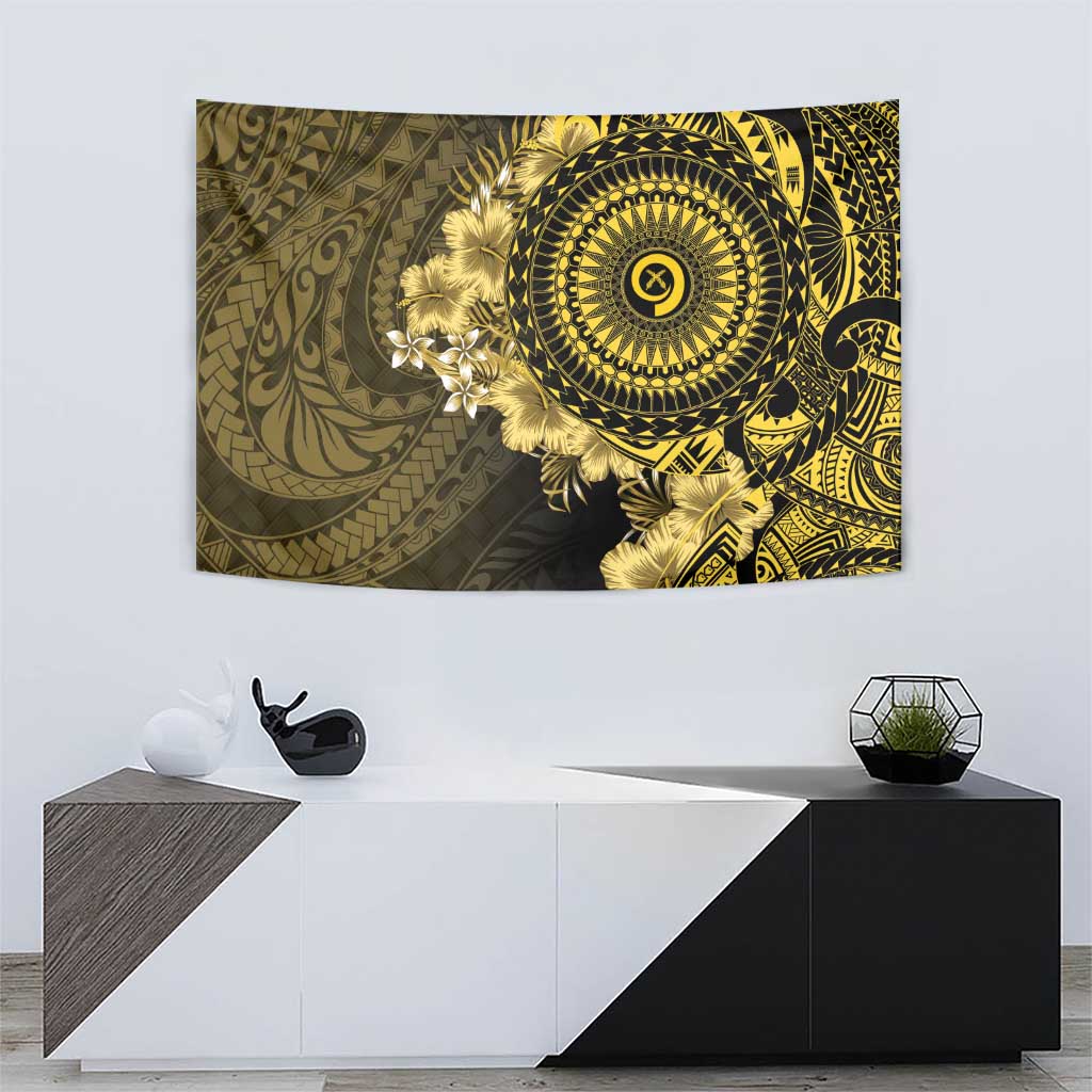 Vanuatu Tapestry Hibisus Polynesian Pattern Gold LT14 - Polynesian Pride